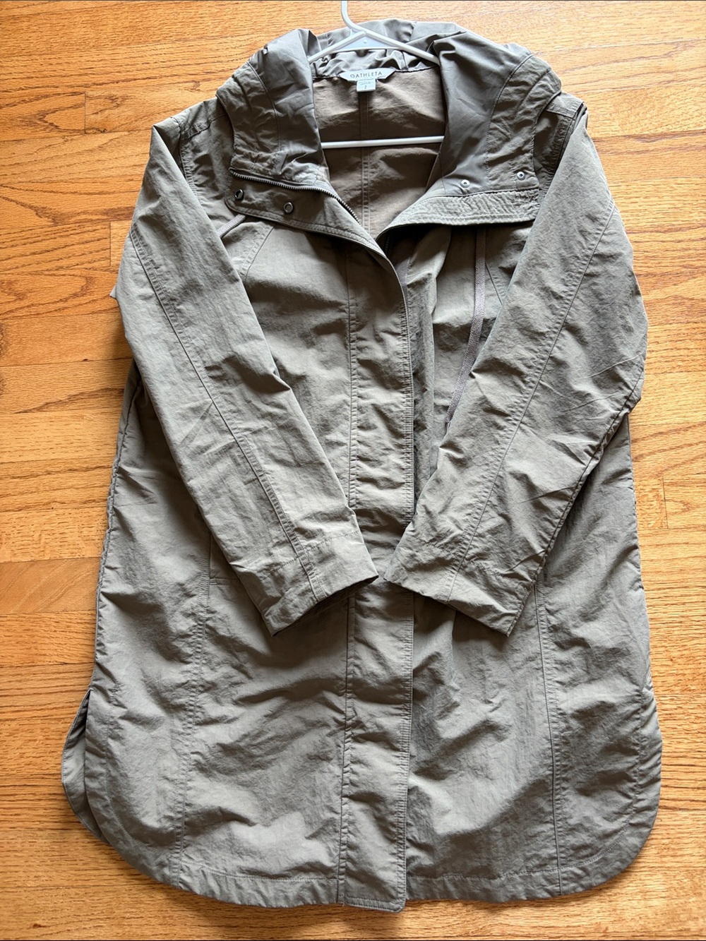 Athleta Olive-Taupe Hooded Trench Coat